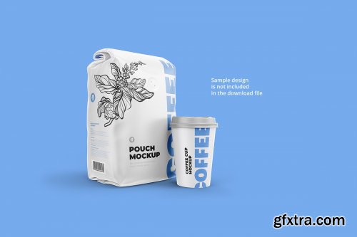 CreativeMarket - Coffee pouch with Cup. Half Side 4233139