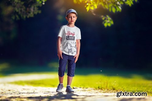 CreativeMarket - Boy T-Shirt Mock-Up Set 2 4345778