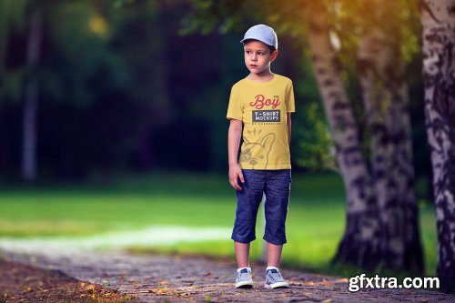 CreativeMarket - Boy T-Shirt Mock-Up Set 2 4345778