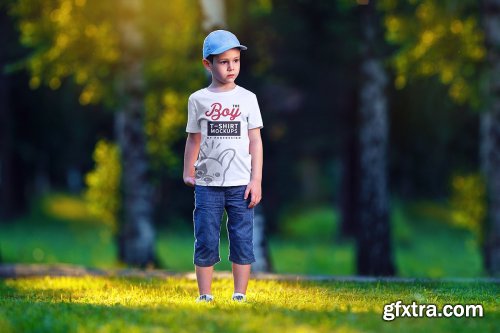 CreativeMarket - Boy T-Shirt Mock-Up Set 2 4345778