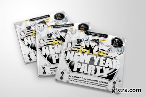 CreativeMarket - White New Year Party Flyer 4366025