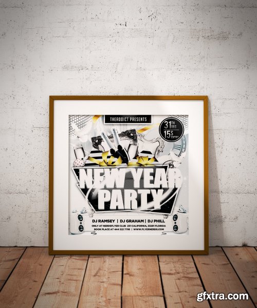 CreativeMarket - White New Year Party Flyer 4366025