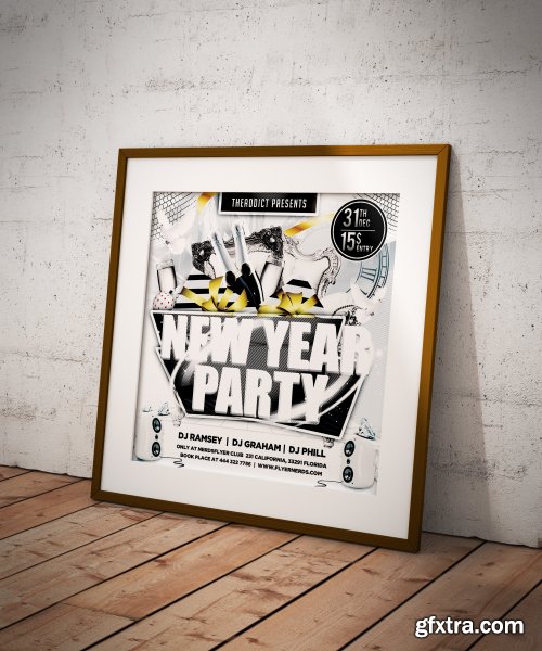 CreativeMarket - White New Year Party Flyer 4366025