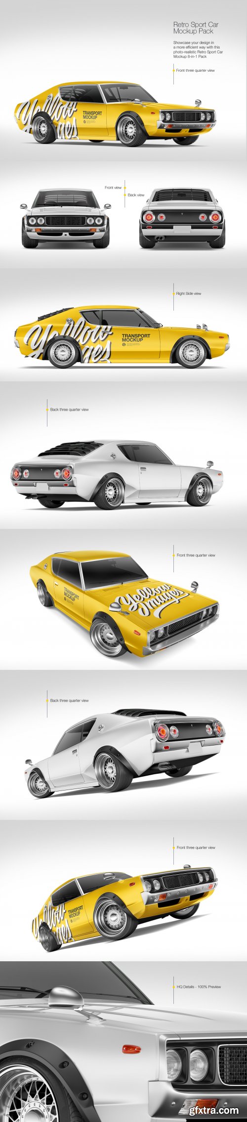 Retro Sport Car Mockup Pack