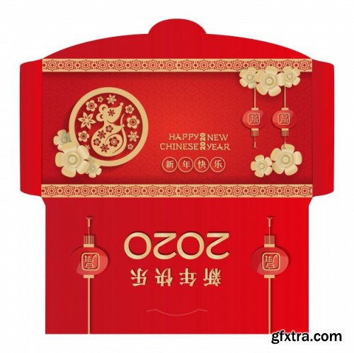 Chinese new year 2020 money red envelopes packet vector image