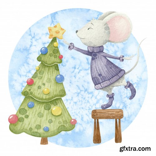 20 Cute Watercolor Christmas Illustration