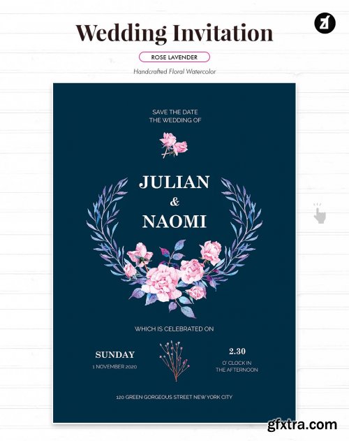 Floral Hand-drawn Watercolor Wedding Invitation