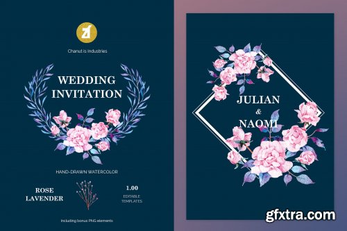 Floral Hand-drawn Watercolor Wedding Invitation