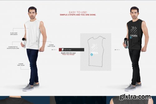 Men's Sleeveless Shirt Mockup Set