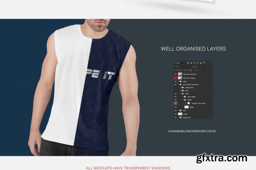 Men's Sleeveless Shirt Mockup Set