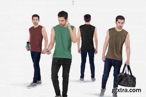 Men's Sleeveless Shirt Mockup Set