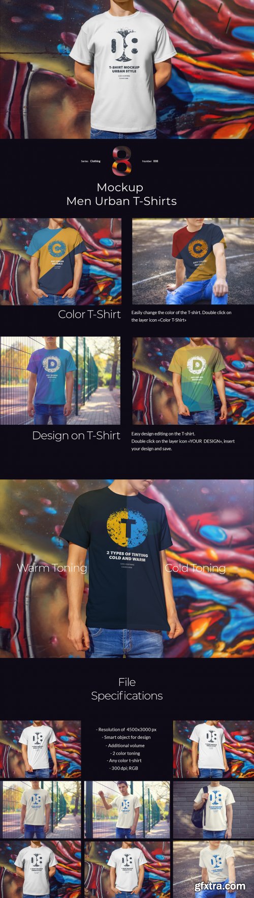 8 Urban Mockups T-Shirts