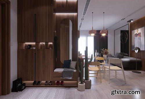 Kitchen - Livingroom Interior Scene By TranHai