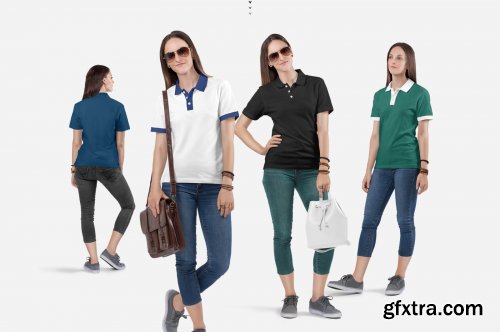 Women's Polo T-Shirt Mockup Set