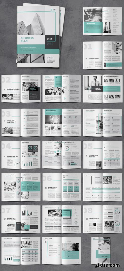 Business Brochure Layout with Turquoise Accents