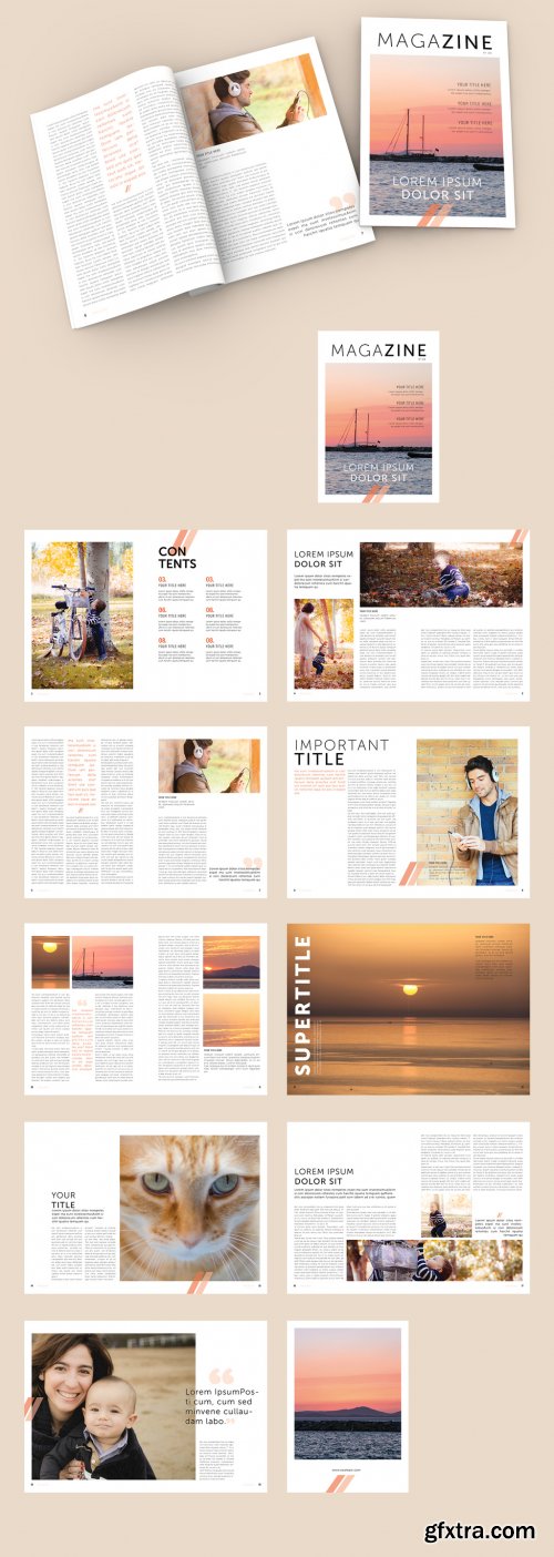 Magazine Layout with Orange Accents