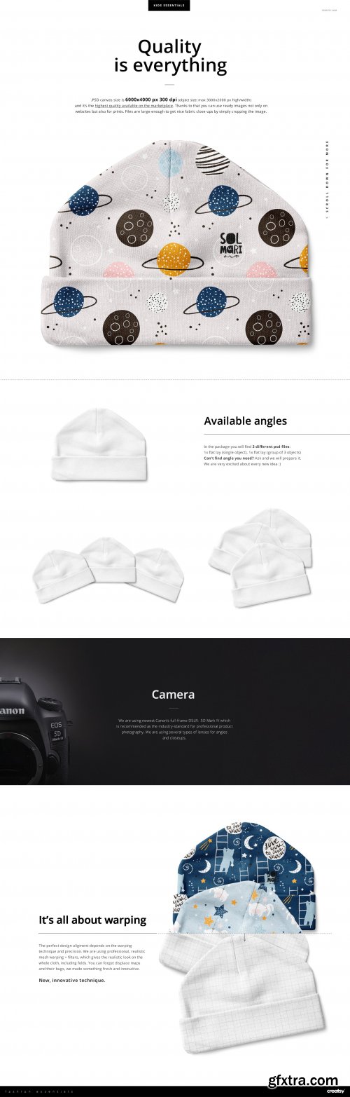 CreativeMarket - Baby Beanie Hat (0-3m) Mockup Set 4281351