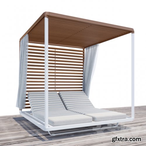 Pavilion Daybed | Tribu | Beach chaise longue | Animated 3D model