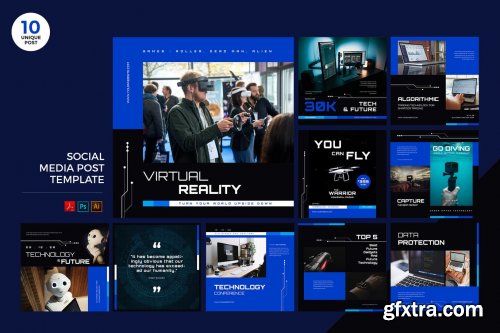 Future Technology Social Media Kit PSD & AI Templa