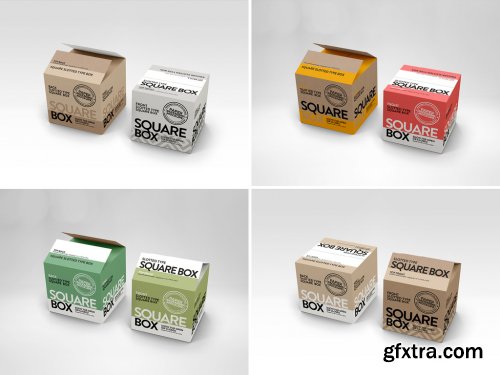 Sqaure Paper Boxes Mockup