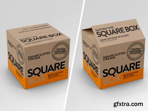 Sqaure Paper Boxes Mockup