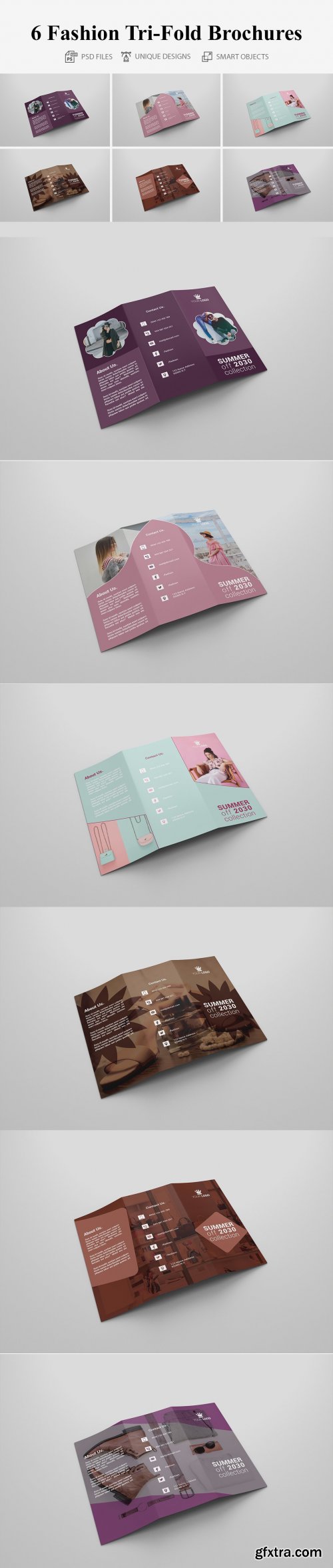 CreativeMarket - 6 Fashion Tri Fold Bochures 4363873