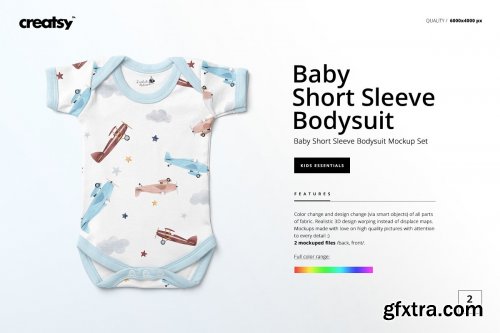 CreativeMarket - Baby Short Sleeve Bodysuit Mockup 4332362