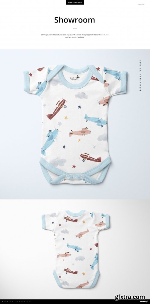 CreativeMarket - Baby Short Sleeve Bodysuit Mockup 4332362