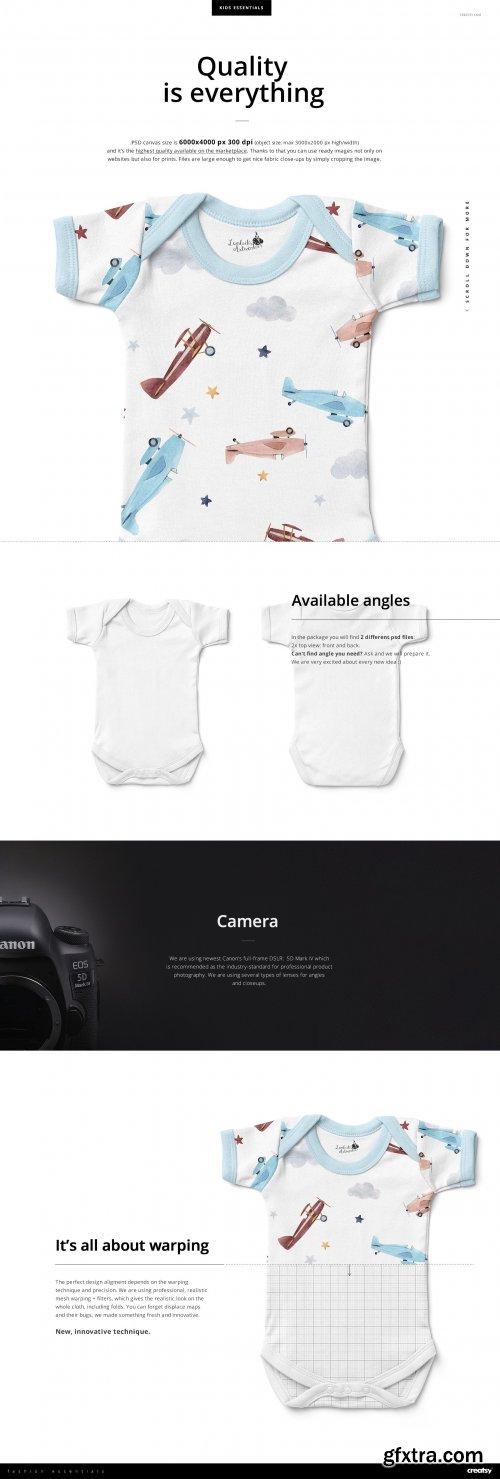 CreativeMarket - Baby Short Sleeve Bodysuit Mockup 4332362