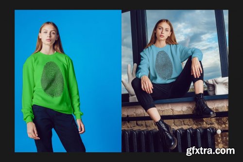 CreativeMarket - Girl's Sweatshirt Mock-Up Set 4286439