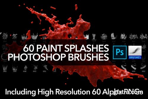 CreativeMarket - 60 Paint Splash Brushes for PS 4388616