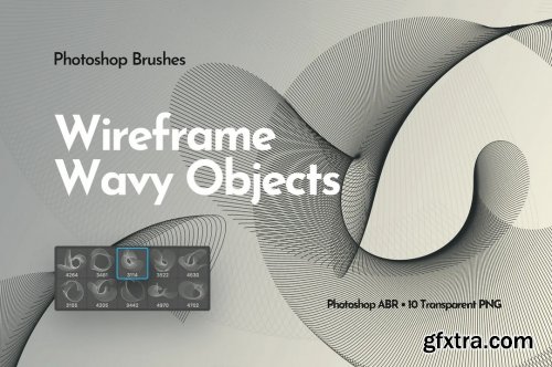 Wireframe Wavy Objects Photoshop Brushes