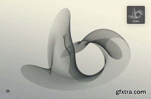 Wireframe Wavy Objects Photoshop Brushes