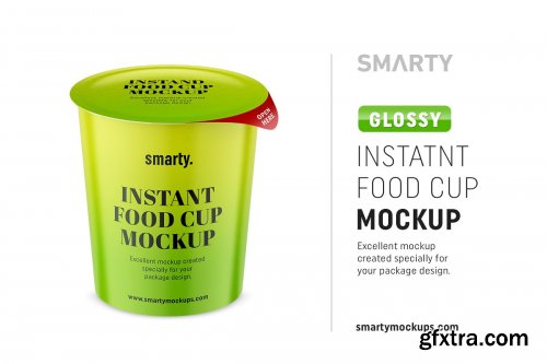 CreativeMarket - Glossy instant food cup mockup 4358120