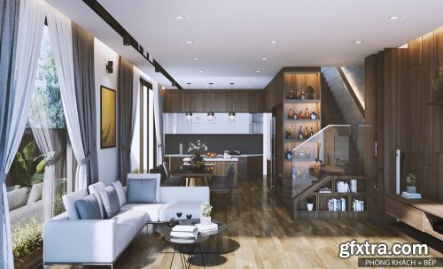 Living - Kitchenroom Scene for Sketchup Model by Chi Cong Lee