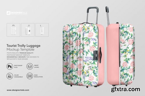 CreativeMarket - Tourist Trolley Luggage Mockup 4125798