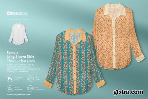 CreativeMarket - Female Full Sleeve Shirt Mockup 4103678