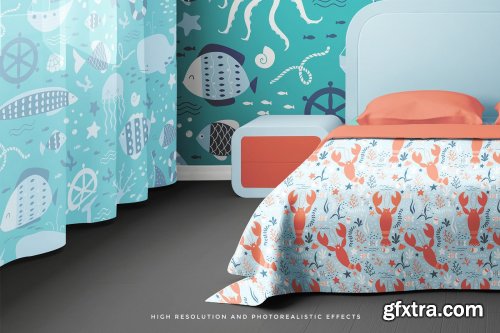 CreativeMarket - Bedroom Interior Objects Mockup 4100136