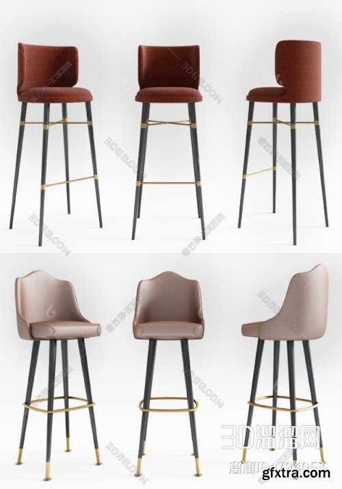 Barstools 02 3D models