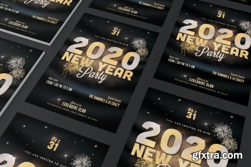 CreativeMarket - New Year Party Flyer Gold 4385454