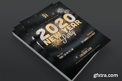 CreativeMarket - New Year Party Flyer Gold 4385454