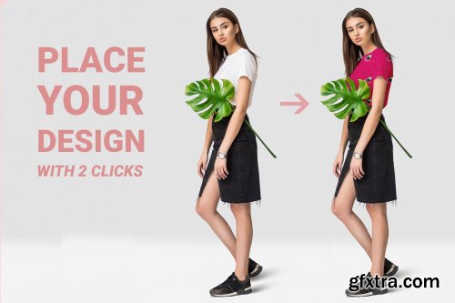 CreativeMarket - Female Tshirt Mockup Set + Free Demo 3837184