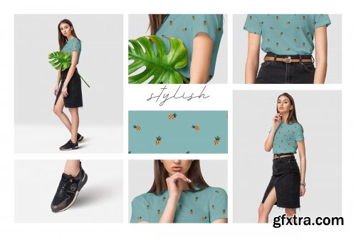 CreativeMarket - Female Tshirt Mockup Set + Free Demo 3837184