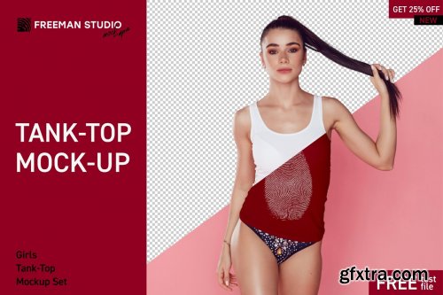 CreativeMarket - Girls Tank-Top Mock-Up Set 4110756