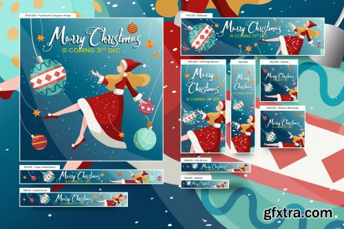 Merry Christmas Beautiful Girl Banners Ad