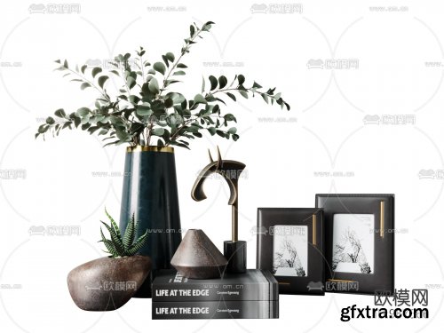 Modern book vase photo frame decoration 3d model