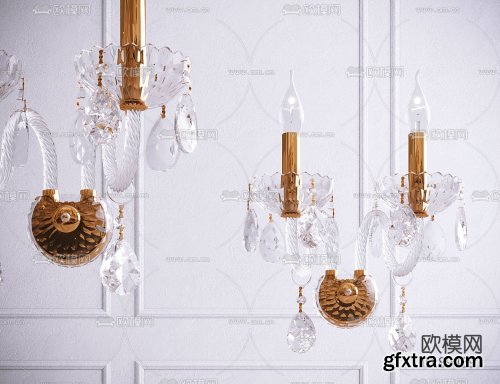 Jianou double-ended candlestick wall lamp 3d model