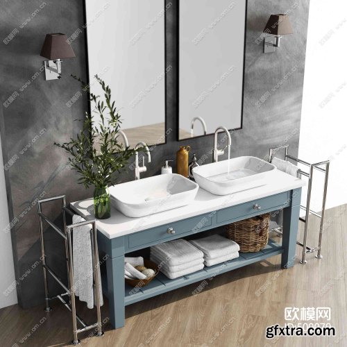 Modern vanity cabinet cabinet combination 3d model