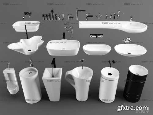 Modern column basin faucet combination 3d model