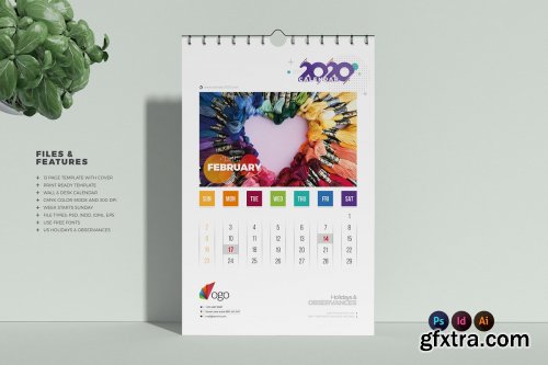 CreativeMarket - Wall & Desk Calendar 2020 4384979